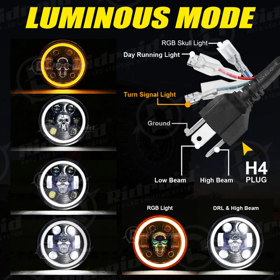 Nuevo haz redondo LED 4 piezas 5,75" pulgadas actualización haz HI/LO para Peterbilt 349 359 Foto 4 de 4