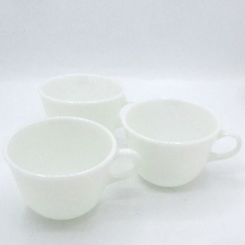 Vintage Pyrex Plain White Milk Glass Coffee Cups Tea Cups 1950’s – Set of 3