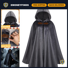 Men's Hooded Velvet Cloak - Adult Medieval Renaissance Cape Costume Outfit