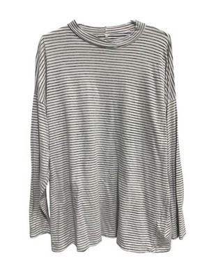 We The Free Be Free Stripe Tunic Size Medium Mock Neck Long Sleeve Black White