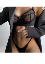 Womens Lace Lingerie Set Push Up Bra Thong 2 Piece Sexy Nightwear Underwear