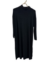 J. Jill Wearever Black Long-Sleeve Midi Turtleneck Dress stretch M casual work