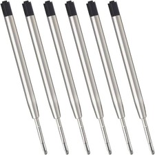 Parker Compatible Ballpoint Pen Refills - 6 Pack, Fine Tip, Black Ink
