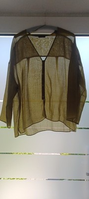 Bluse Massimo Dutti Gr. S, Grün/Khaki 3/4 Arm