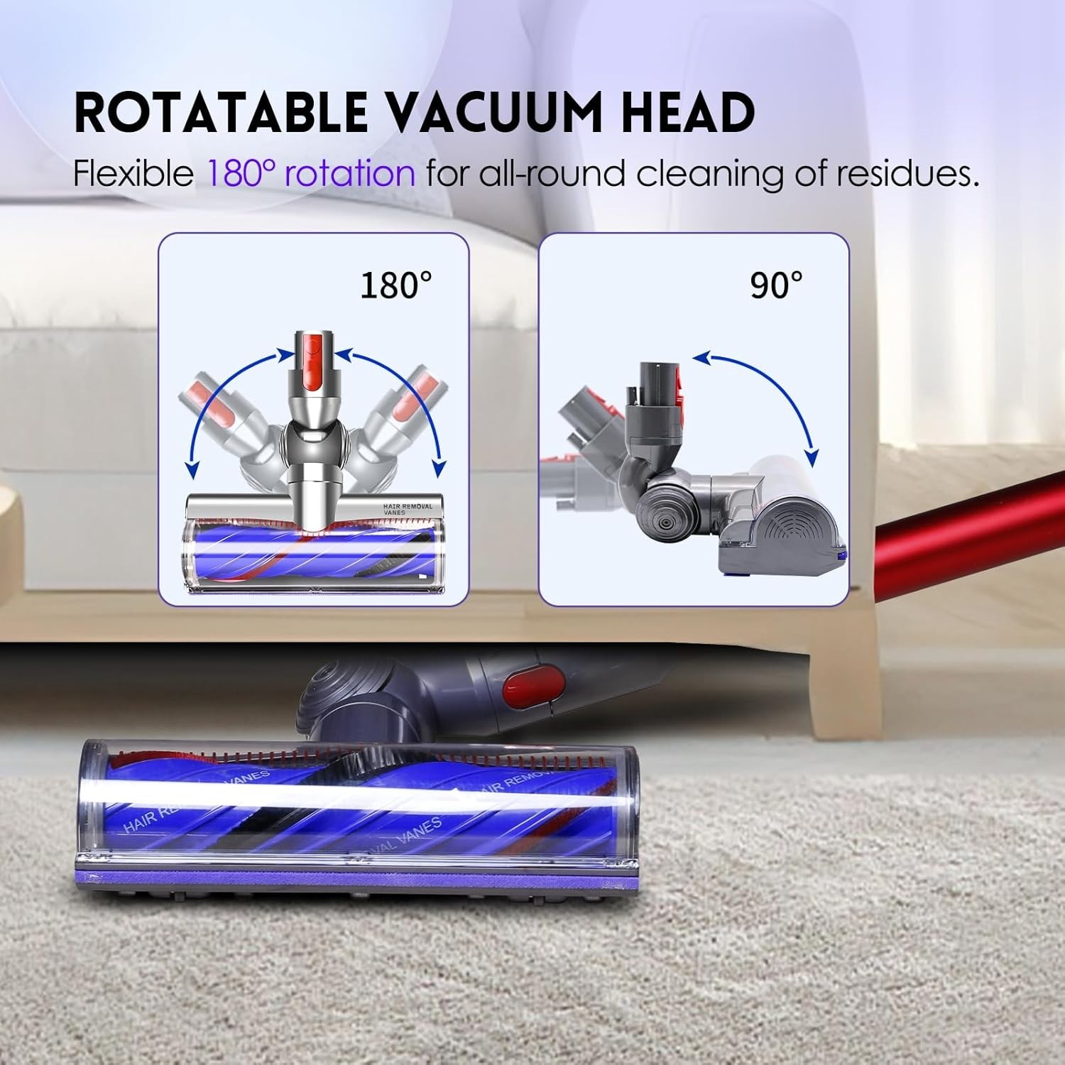 Upgrade Anti-Tangle Replacement Vacuum Head Compatible with Dyson V8