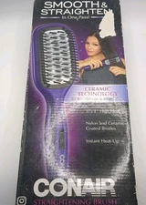 Conair Purple Straightening Brush W/Nylon & Ceramic Coated Bristles & High Heat