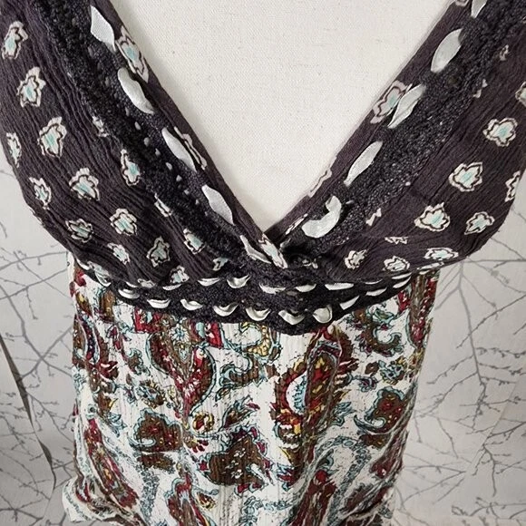 Billabong Artsy Paisley Print Strappy Babydoll Y2K Tank | Women's M - Image 2 of 4