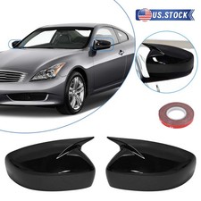 Gloss Black Side Wing Mirror Cover Caps For Infiniti G25 G37 Q40 Q60 2009-2015