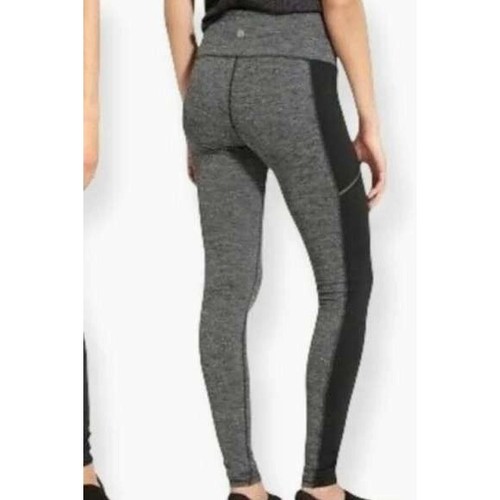 Athleta Fischgrät schwarz Seiteneinsatz Reißverschlusstaschen hoher Bund Leggings Medium - Bild 2 von 7