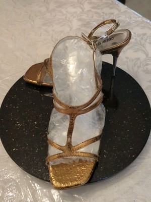 Women's Metallic Gold Colin Stuart Leather Heels Size 7.5