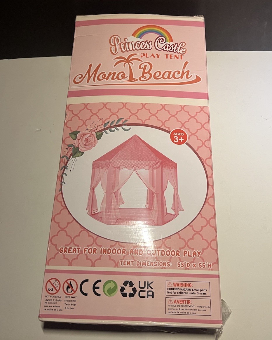 Princess Castle Play Tent for Girls with LED Lights Playhouse 55"x53"