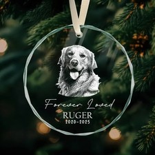 Personalize Pet Memorial Ornament -Dog Photo Christmas Ornament