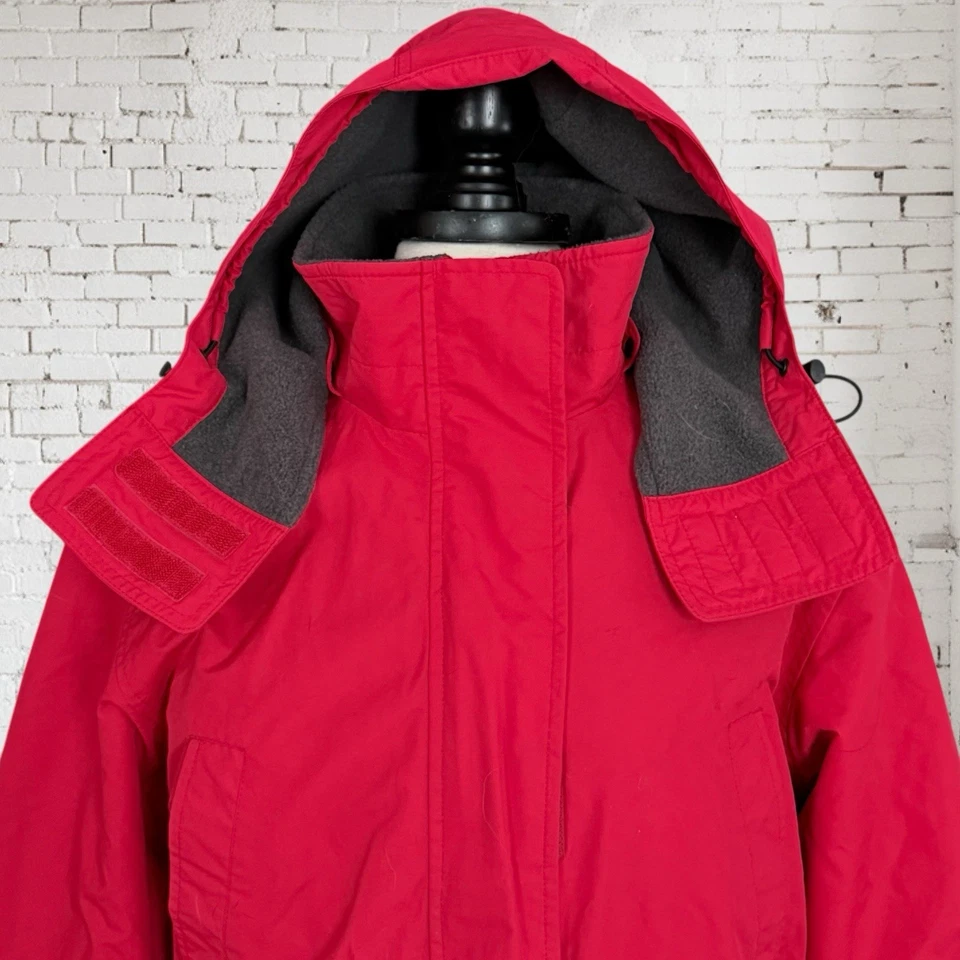 Lands End Hooded Coat Parka Women’s Sz S 6 to 8 Red Removable Hood Fleece Lined - Image 2 of 4