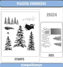 PEACEFUL EVERGREENS Cutting Dies & Stamps Scrapbook DIY Greeting Card Handmade