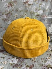 100% Cotton ~ Corduroy Docker Hat ~ Brimless cap ~ Yellow ~ One Size