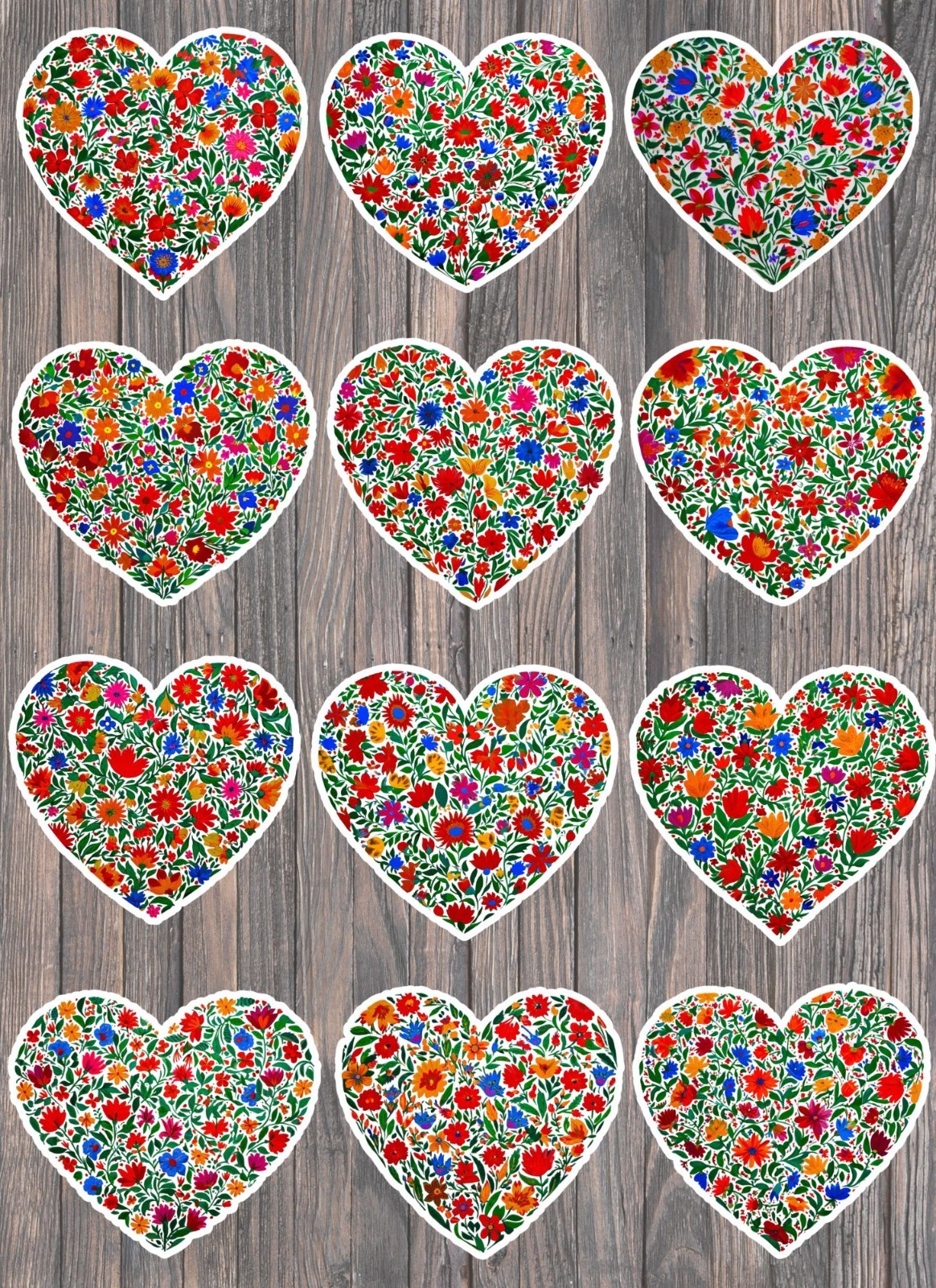 Bright Floral Heart Die Cut Vinyl Stickers Scrapbooking Laptop Waterbottle