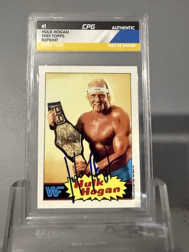 Hulk Hogan Autographed 1985 Wrestling Topps #1 Reprint Card BAS Encapsulated COA