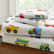 Sheet Set for Boys/Teens Trucks Cars Tractors Police Care Airplane Balloons
