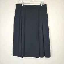 BGL Women Blue Cotton Blend Pleated Midi Skirt Size 12 Lined New Career Minimal