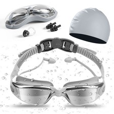 Nieolheoui Swimming Goggles Swimming Cap Set for Adults, UV Protection Lenses...