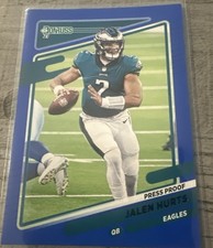 2021 Donruss Jalen Hurts #108 Blue Press Proof Philadelphia Eagles NICE. SEE PIC