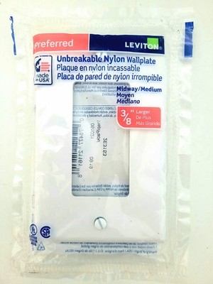 LEVITON PREFERRED NYLON WHITE WALLPLATE MIDWAY 3/8 NIP RG2-PJ26-W