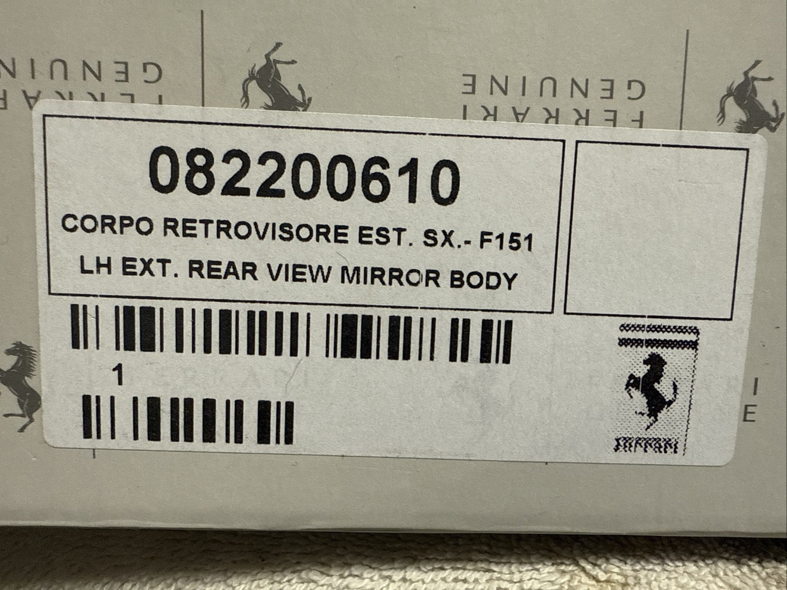 New Ferrari FF Rear View Mirror Body 82200610 Driver Side W/motor Ready To Paint