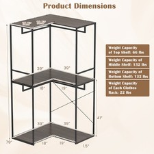 3-Tier Heavy Duty Clothes Rack w/3 Open Shelves  2 Hanging Racks for Bedroom