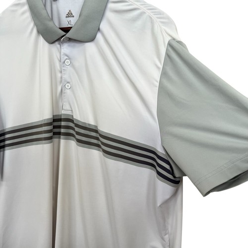 Adidas Golf Polo Shirt Mens XL Beige Gray Striped Athleisure Country Club Preppy - Picture 3 of 12