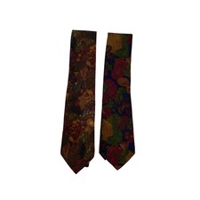 Lot (2): Brooks Brothers Ties Fall Floral Made in USA All Silk 3.5in