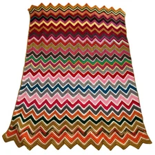 Afghan Lap Throw Herringbone Pattern 39.5” X 52”