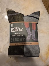 Eddie Bauer Men's 6-Pack Trail Sock Shoe Size 6-12 GreenPack