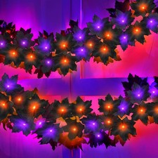 Timer  2 Pack - Halloween Garland with Lights Total 12Ft 52LED Purple Black