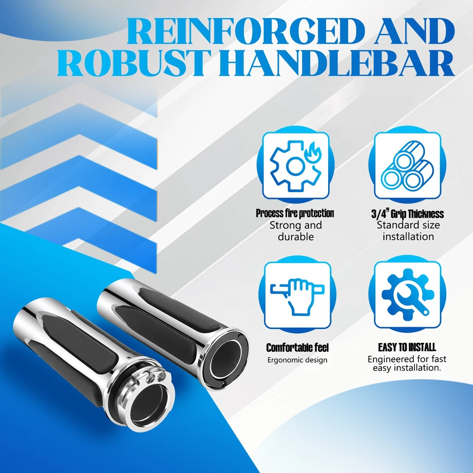 Chrome 1" Motorcycle Handlebar Hand Grips For Harley Road King Fatboy Breakout — 第 4/4 张图片