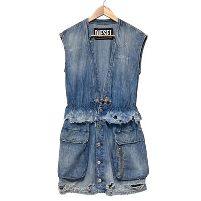 DIESEL DE-AVA Distressed Sleeveless Denim Dress, Light Blue, Size M Women  USED | eBay