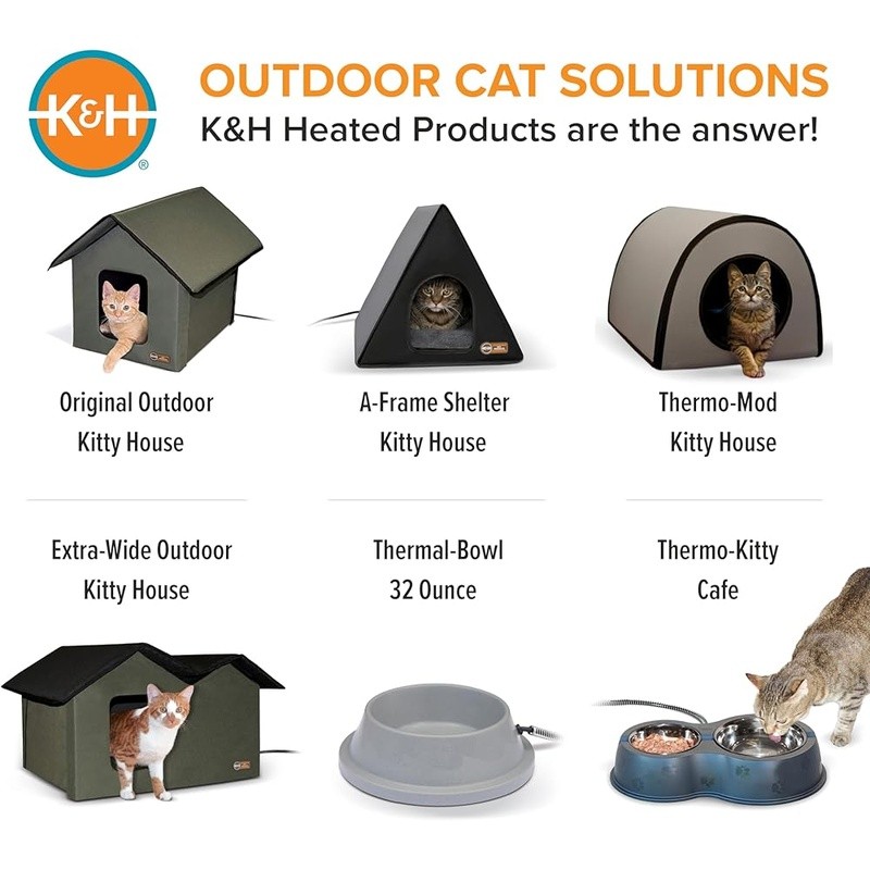 Heated Outdoor Cat Shelter W/ Insulated Weatherproof Multiple Cats House 2 Doors