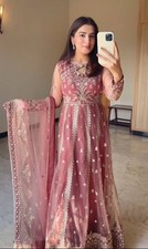 Heavy Collection Rich Pink Georgette Gown Bottom And Dupatta For Women Reception