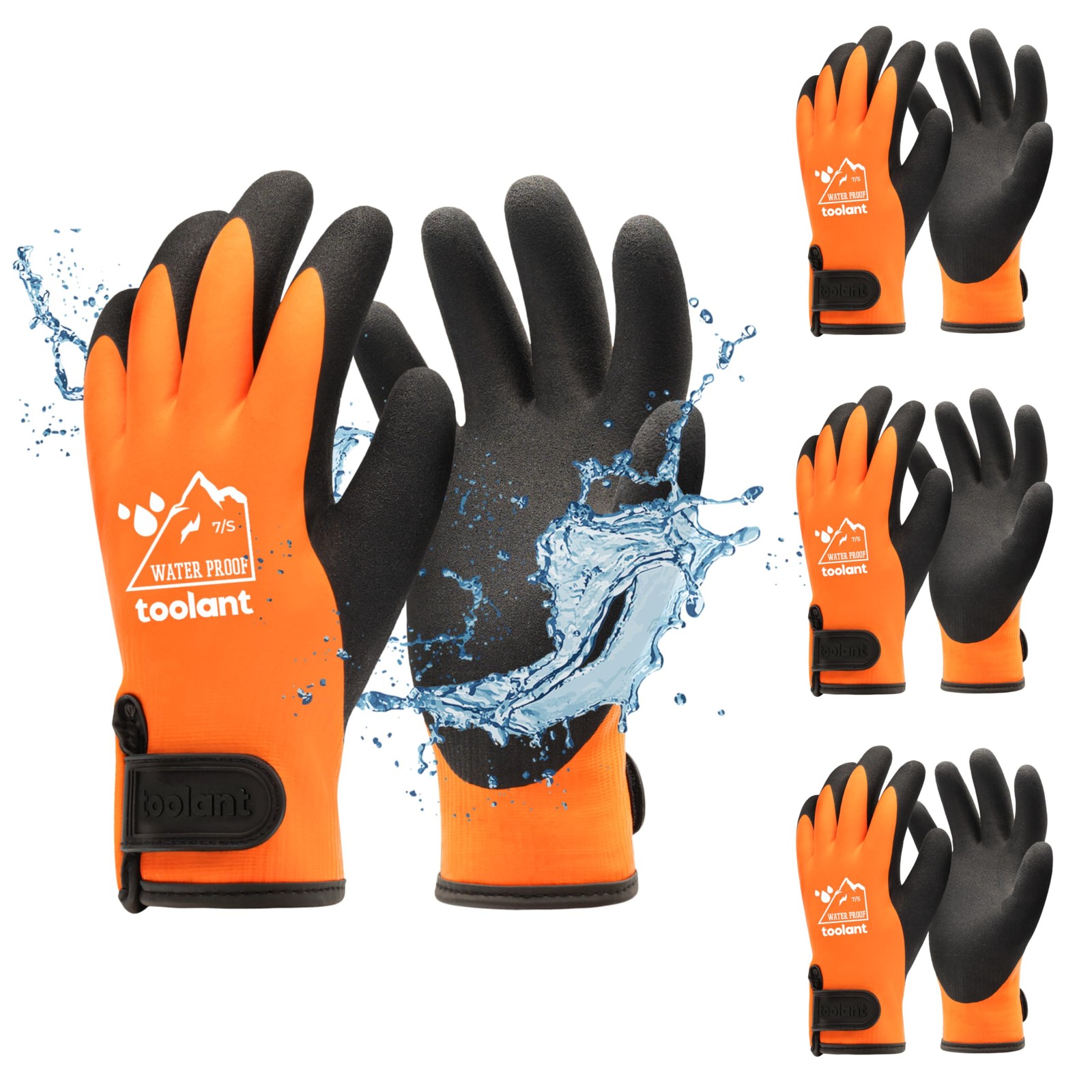 100% Waterproof Winter Work Gloves Bulk Pack - 3 Pairs for Cold Weather