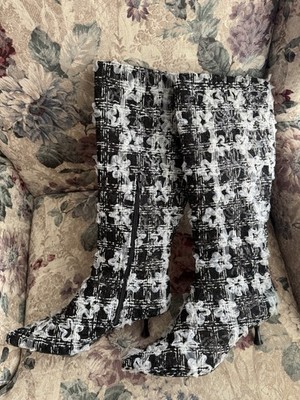 Betsey JohnsonWomen's Maxxine Floral Sequin Embellished Knee Boots Size 8.5