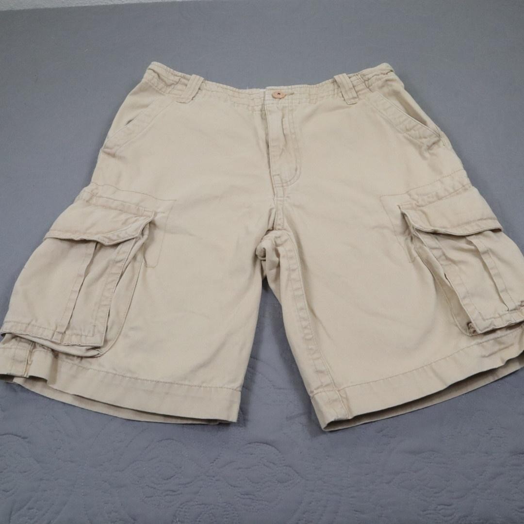 Aeropostale Cargo Shorts Mens 32 Beige Authentic Cargo Elastic Waist Pockets