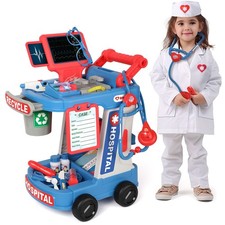 Doctor Kit for Toddlers Ages 2 3 4 5, Pretend Doctor Playset with Cart, Costu...