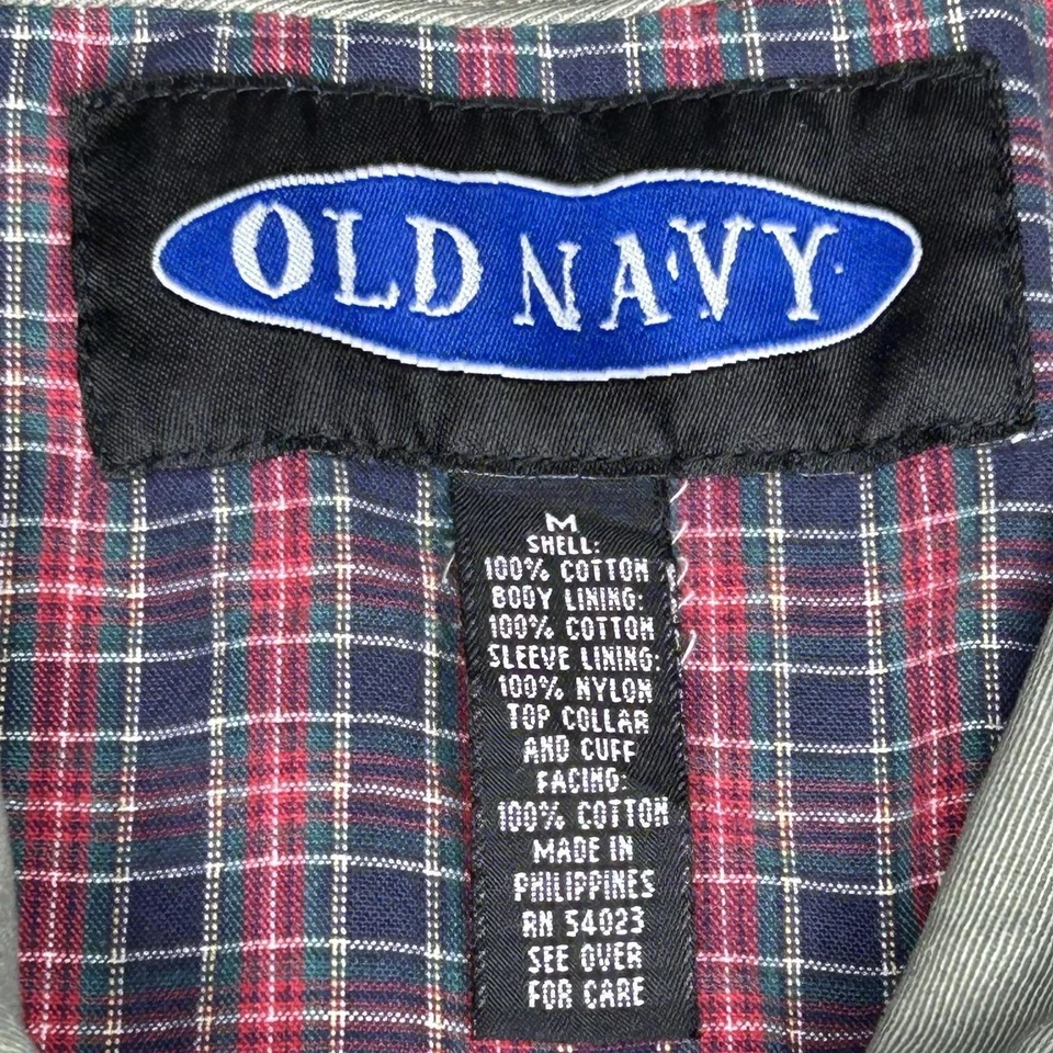 Old Navy Jacket Mens Medium Green Canvas Barn Chore Coat Corduroy Collar Field - Image 3 of 4