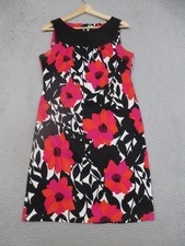 AB Studio Dress Womens 8 Multicolor Floral Sleeveless Sheath Knee Length Black