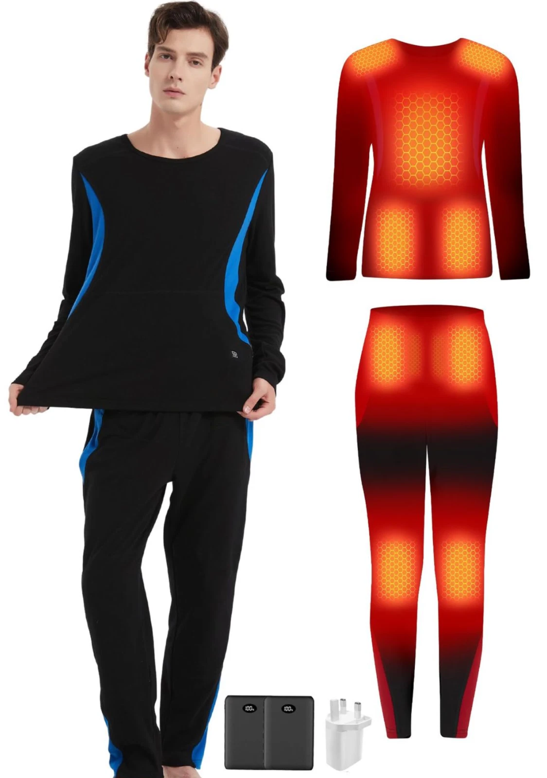 Mens Heated Thermal Underwear Set with 2x 10000mah Powerbanks - UK Small (HC97)
Opens in a new windo