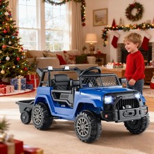 Kids Ride On UTV Car w/Detachable Trailer,Parent Remote Control, Light  Music