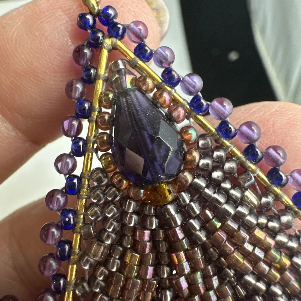 Pendientes Miguel Ases Genuinos Amatista Natural Lágrima Cuentas Relleno de Oro Foto 4 de 4