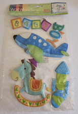 Peel & Stick Wall Decals Nursery Baby Boy Airplane Rocket Hat Rocking Horse 3-D