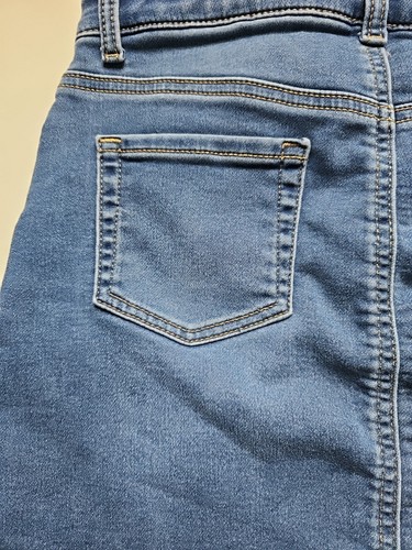 Cat & Jack girls denim skirt size 10/12 adj. waist copper colored buttons - Picture 13 of 23