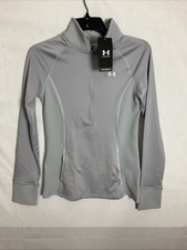 Under Armour ColdGear Fitted 1/4 Zip Pullover Women  s XS Gray Stretch Athletic