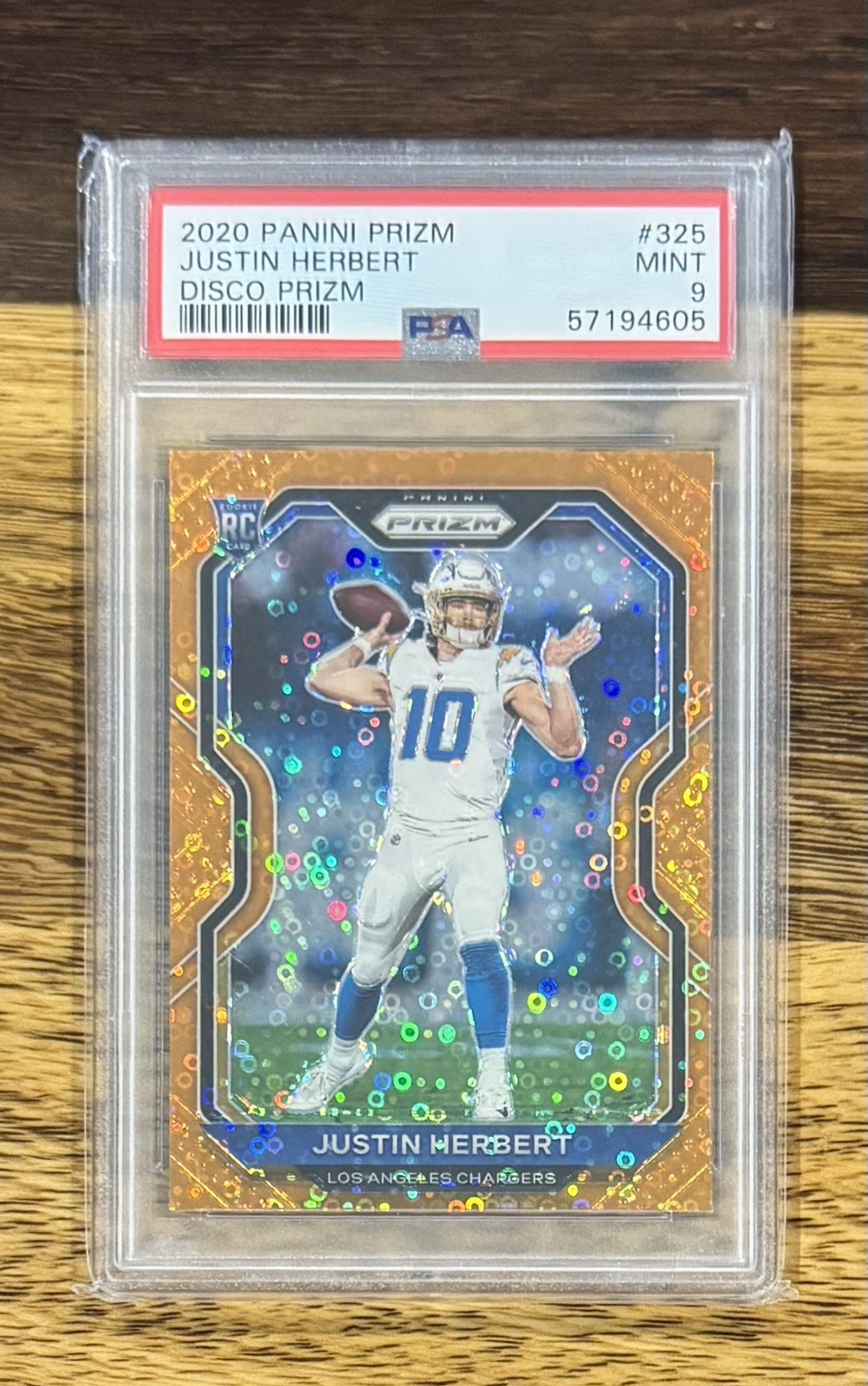 2020 Panini Prizm Justin Herbert Prizm #325 Disco Prizm Rookie Card PSA 9